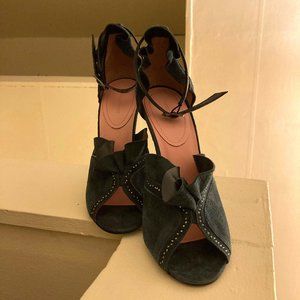 Rebecca Taylor Deep Teal Suede Heels